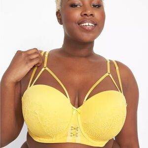 Cacique Yellow Lace Strappy Bra 46DDD